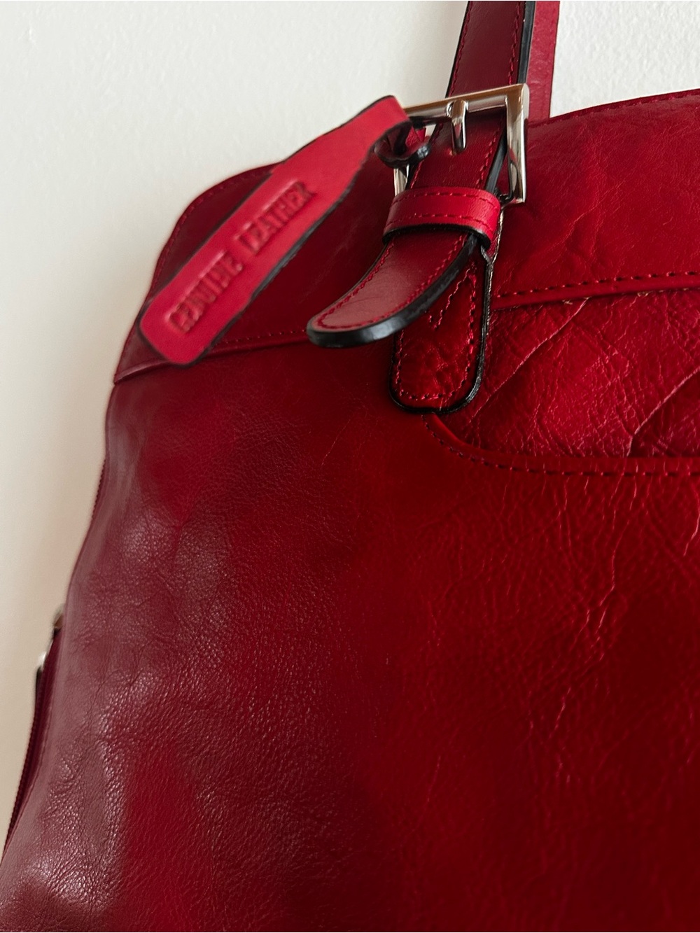 Danier Red Leather Laptop Bag - Classic Working Women's Bag - Picture 2 of 9